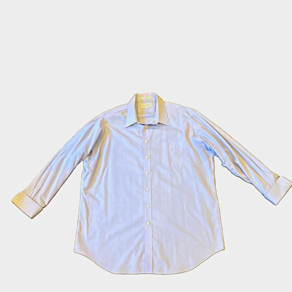 Paul Fredrick Dress Shirt 18-35 Non-Iron Cotton Broadcloth 2XL Blue